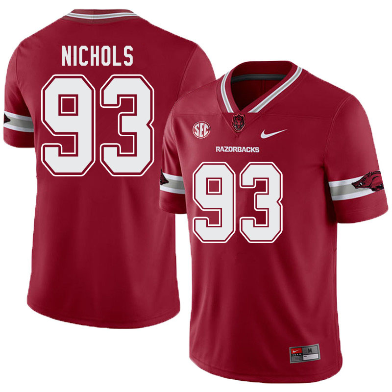 Men #93 Isaiah Nichols Arkansas Razorbacks College Football Alternate Jerseys-Cardinal